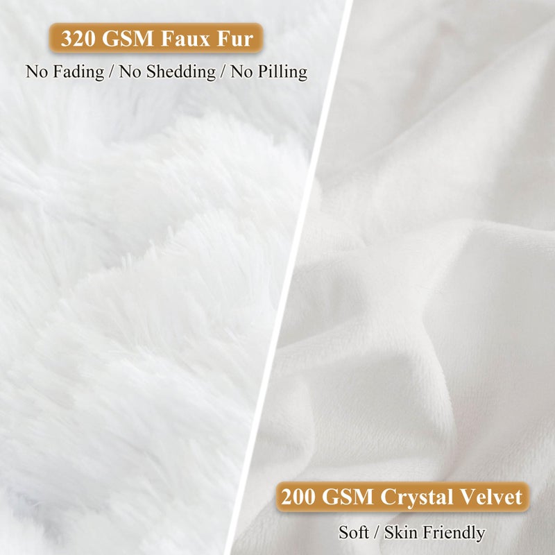 XeGe Faux Fur Throw Pillow Cases, Plush Shaggy Ultra Soft Pillow Covers, Fluffy Crystal Velvet Decorative Pillowcases, Furry Fuzzy Pillow Shams Zipper Closure, Set of 2(King, White) - Image 4